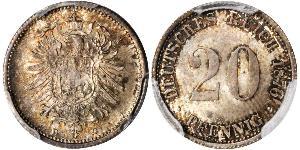 20 Pfennig Germany Silver Wilhelm I, German Emperor (1797-1888)