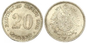 20 Pfennig Germany Silver Wilhelm I, German Emperor (1797-1888)