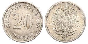 20 Pfennig Germany Silver Wilhelm I, German Emperor (1797-1888)