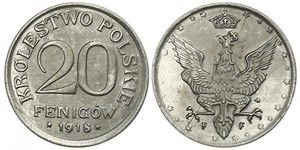 20 Pfennig Segunda República Polaca (1918 - 1939) Zinc 