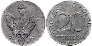 20 Pfennig Segunda República Polaca (1918 - 1939) Zinc 