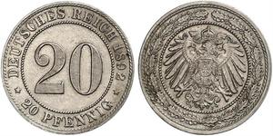 20 Pfennig 德意志帝國 (1871 - 1918)  