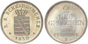 20 Pfennig / 2 Grosh Kingdom of Saxony (1806 - 1918)  Frederick Augustus II of Saxony