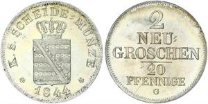 20 Pfennig / 2 Grosh Kingdom of Saxony (1806 - 1918)  Frederick Augustus II of Saxony