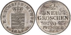 20 Pfennig / 2 Grosh Königreich Sachsen (1806 - 1918)  Friedrich August II. (Sachsen)