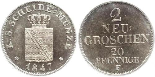 20 Pfennig / 2 Grosh Königreich Sachsen (1806 - 1918)  Friedrich August II. (Sachsen)
