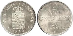 20 Pfennig / 2 Grosh Royaume de Saxe (1806 - 1918)  Frédéric-Auguste II de Saxe