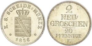 20 Pfennig / 2 Grosh 萨克森王国 (1806 - 1918)  弗里德里希·奥古斯特二世