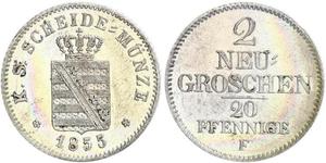 20 Pfennig / 2 Grosh 萨克森王国 (1806 - 1918)  弗里德里希·奥古斯特二世