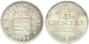 20 Pfennig / 2 Grosh 萨克森王国 (1806 - 1918)  弗里德里希·奥古斯特二世