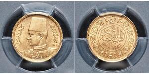 20 Piastre Königreich Ägypten (1922 - 1953) Gold Faruq I, König von Ägypten (1920 - 1965)