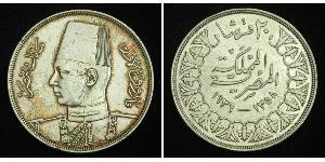 20 Piastre Kingdom of Egypt (1922 - 1953) Silver Farouk I of Egypt (1920 - 1965)