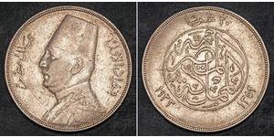 20 Piastre Kingdom of Egypt (1922 - 1953) Silver Fuad I of Egypt (1868 -1936)