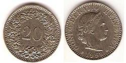 20 Rappen Schweiz Kupfer/Nickel 