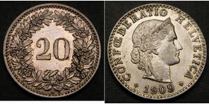 20 Rappen Svizzera Rame/Nichel 