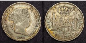 20 Real Kingdom of Spain (1814 - 1873) Argent Isabella II of Spain (1830- 1904)