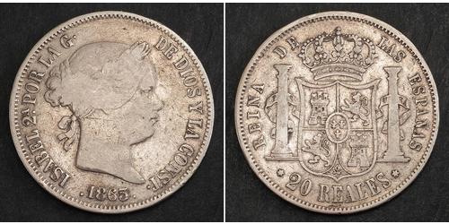 20 Real Kingdom of Spain (1814 - 1873) Argent Isabella II of Spain (1830- 1904)