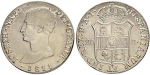 20 Real Kingdom of Spain (1808 - 1813) Argento Giuseppe Bonaparte