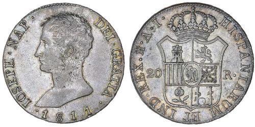 20 Real Kingdom of Spain (1808 - 1813) Argento Giuseppe Bonaparte
