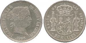 20 Real Kingdom of Spain (1814 - 1873) Plata Isabella II of Spain (1830- 1904)