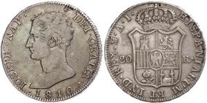 20 Real Kingdom of Spain (1808 - 1813) Silver Joseph Bonaparte