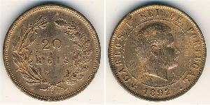 20 Reis Kingdom of Portugal (1139-1910) Bronze  Karl I. von Portugal (1863-1908)