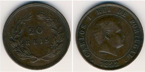 20 Reis Royaume de Portugal (1139-1910) Bronze Charles I de Portugal (1863-1908)
