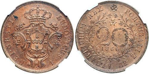 20 Reis Azores / Reino de Portugal (1139-1910) Cobre 