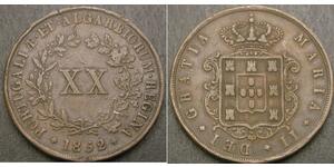 20 Reis Reino de Portugal (1139-1910) Cobre María II de Portugal (1819-1853)