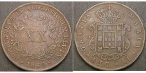 20 Reis Reino de Portugal (1139-1910) Cobre María II de Portugal (1819-1853)