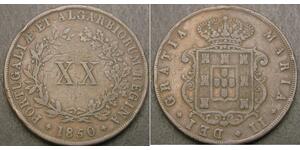 20 Reis Kingdom of Portugal (1139-1910) Copper Maria II of Portugal (1819-1853)