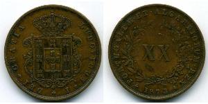 20 Reis Royaume de Portugal (1139-1910) Cuivre Louis Ier de Portugal (1838 - 1889)