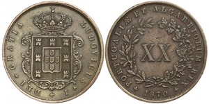 20 Reis Royaume de Portugal (1139-1910) Cuivre Louis Ier de Portugal (1838 - 1889)