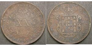 20 Reis Kingdom of Portugal (1139-1910) Kupfer Maria II. von Portugal (1819-1853)