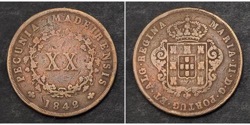 20 Reis Kingdom of Portugal (1139-1910) Kupfer Maria II. von Portugal (1819-1853)
