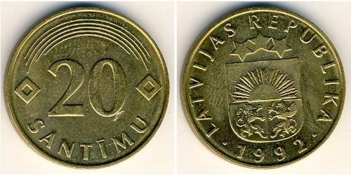 20 Santims Lettland (1991 - ) Messing 