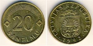 20 Santims Lettonia (1991 - ) Ottone 