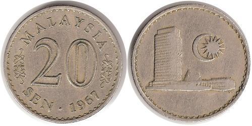 20 Sen Malaysia (1957 - ) Copper/Nickel 