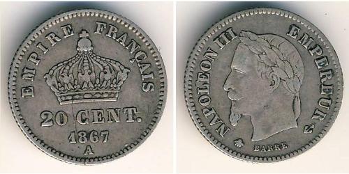 20 Sent Secondo Impero francese (1852-1870) Argento Napoleone III (1808-1873)