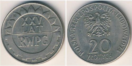 20 Zloty República Popular de Polonia (1952-1990) Níquel/Cobre 