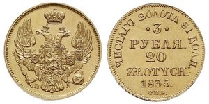 20 Zloty / 3 Ruble Russian Empire (1720-1917) Gold Nicholas I of Russia (1796-1855)