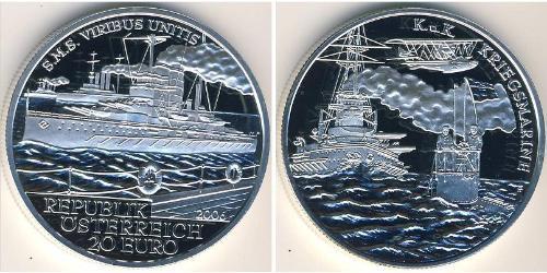20 Євро Австрійська Республіка (1955 - ) Срібло 