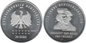 20 Євро Федеративна Республіка Німеччина (1990 - ) Срібло 