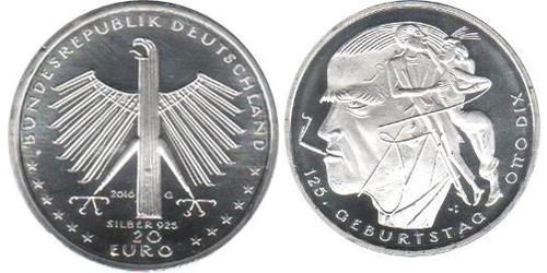 20 Євро Федеративна Республіка Німеччина (1990 - ) Срібло 