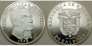 20 Бальбоа Панама Срібло Simon Bolivar (1783 - 1830)
