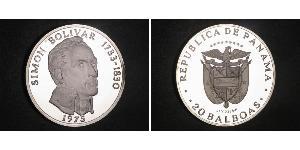 20 Бальбоа Панама Срібло Simon Bolivar (1783 - 1830)