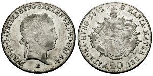 20 Крейцер Австрійська імперія (1804-1867) Срібло Ferdinand I of Austria (1793 - 1875)