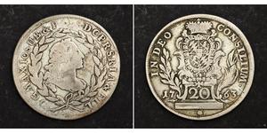 20 Крейцер Баварія (курфюрство) (1623 - 1806) Срібло Maximilian III Joseph, Elector of Bavaria (1727 – 1777)