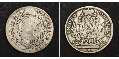 20 Крейцер Баварія (курфюрство) (1623 - 1806) Срібло Maximilian III Joseph, Elector of Bavaria (1727 – 1777)