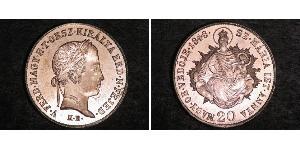 20 Крейцер Королiвство Угорщина (1000-1918) Срібло Ferdinand I of Austria (1793 - 1875)